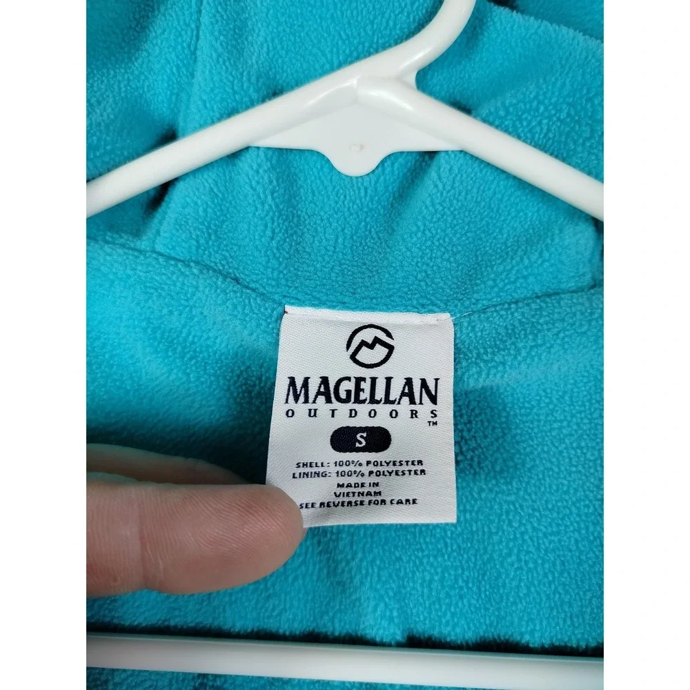 Magellan Outdoors Jacket Mens Small Blue Teal Hooded Fleece Lined Rain Coat